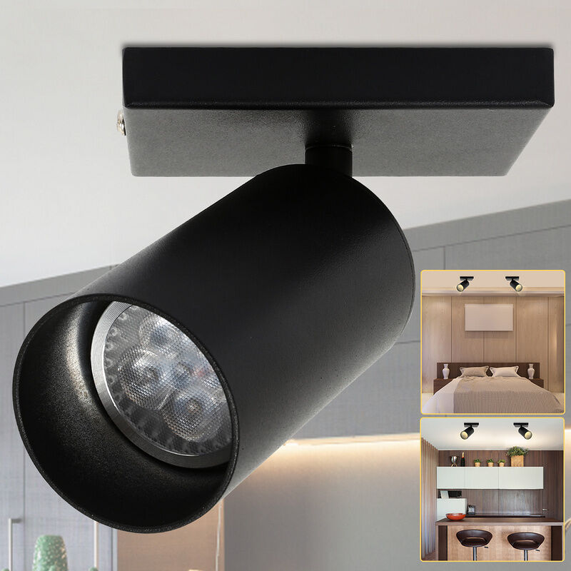 Einfeben - vingo Spot de plafond Plafonnier led tournante pivotante GU10 métal lustre plafond noir Lampe à 1 flammes