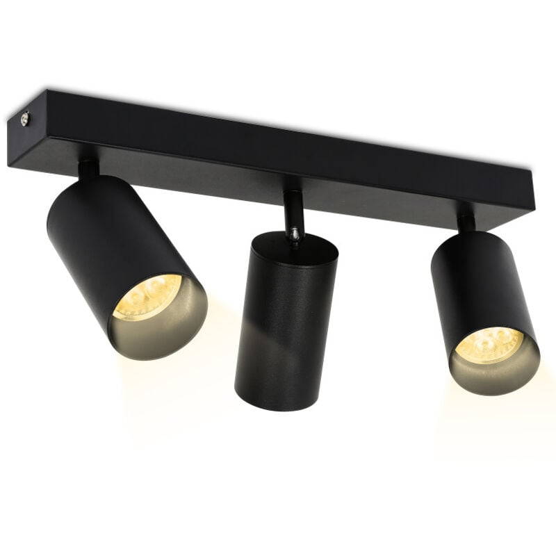 Einfeben - Spot de plafond pivotante tournante GU10 métal lustre plafond Plafonnier led noir Lampe à 3 flammes