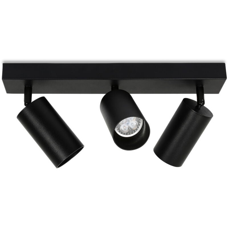 EINFEBEN Spot de plafond Plafonnier LED tournante pivotante GU10 métal lustre plafond noir Lampe à 3 flammes