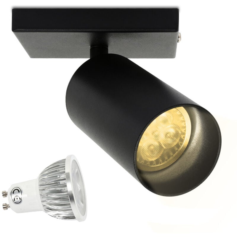Einfeben - Spot de plafond tournante GU10 métal lustre plafond Plafonnier led noir Lampe à 1 flammes