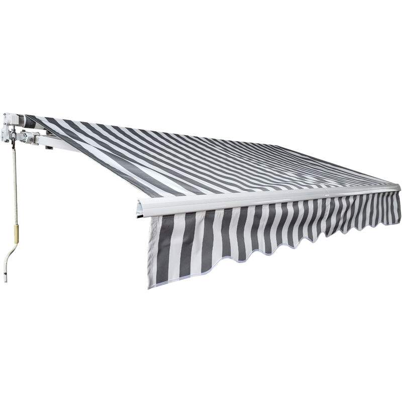 Store de balcon Store Banne Manuel Store extérieur Auvent Balcon Articulé Anti-UV Terrasse Jardin Gris Blanc 350 x 300 cm - Einfeben