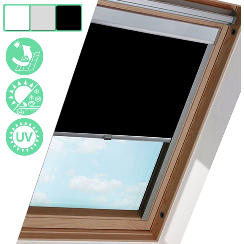 EINFEBEN Store d'obscurcissement M06 pour lucarne Velux, tissu de haute qualité, store thermique, noir 61.394cm