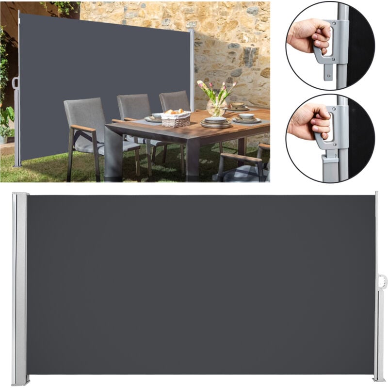 Store latéral extensible balcon anthracite protection solaire full cassette brise-vue gris 140300cm - Einfeben