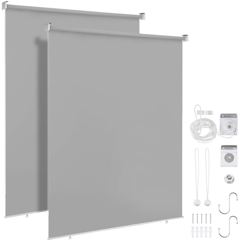 2X Store vertical enrouleur extérieur pour terrasse ou balcon Paravent rétractable Protection solaire 140x240CM Gris - Einfeben