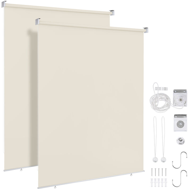 2X Store vertical enrouleur extérieur pour terrasse ou balcon Paravent rétractable Protection solaire 160x240CM Beige - Einfeben