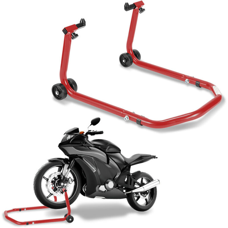 EINFEBEN Support béquille de moto arrière lève moto arrière sur roulettes avec adaptateurs caoutchouc noir