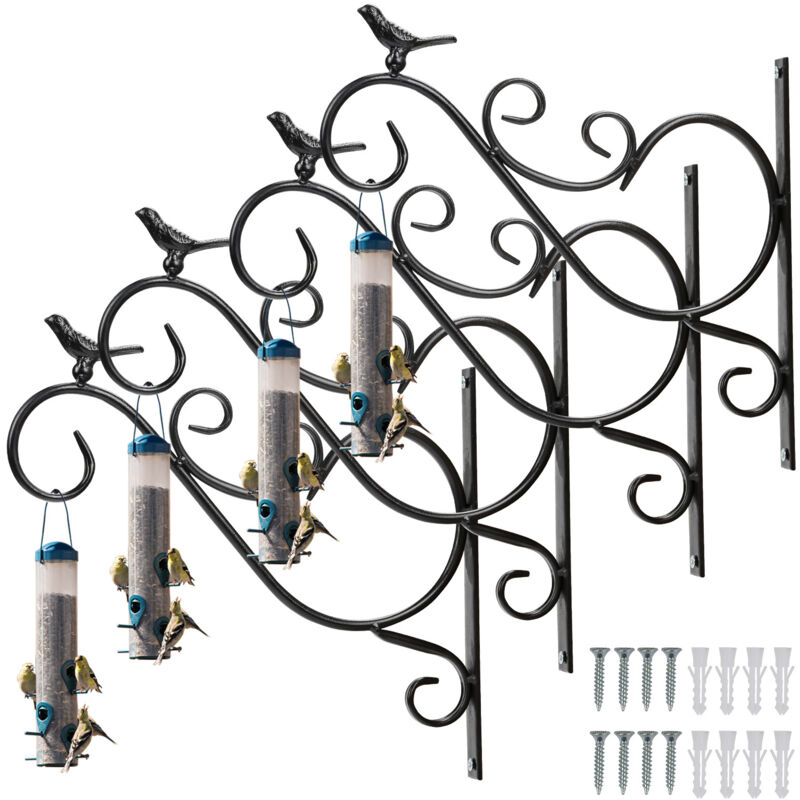 Support de Panier suspendues Feuille 4x Crochet de jardinière murale en fer forgé Suspension de pots de fleurs pour salon Balcon - Einfeben