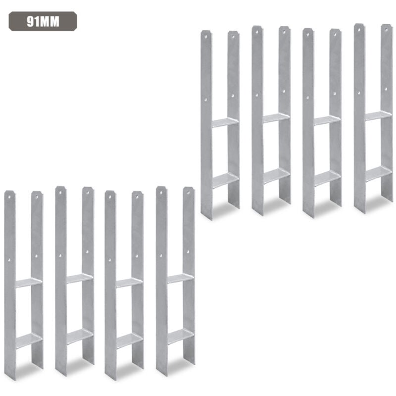 EINFEBEN Support de Poteau en H En forme H-ancre Durable pour Carports Clôtures 8 Pièces 91MM