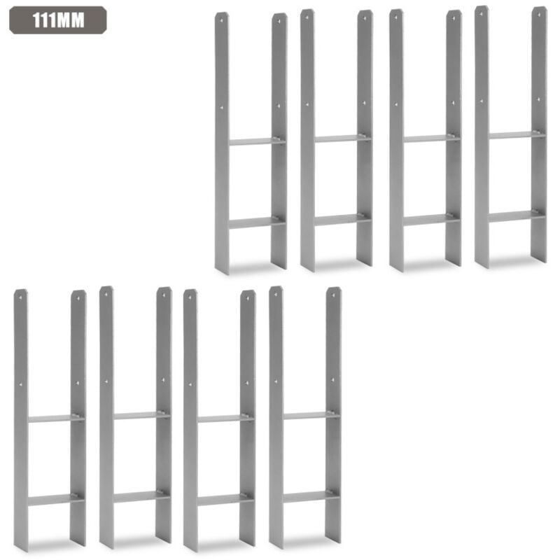 Support de Poteau en h En forme H-ancre Durable pour Carports Clôtures 8 Pièces 111MM - Einfeben