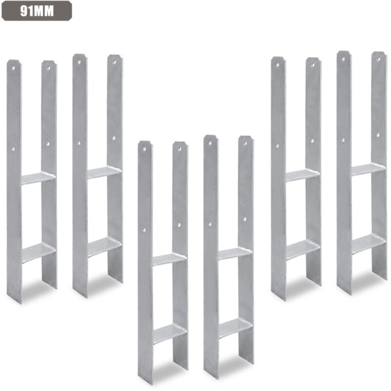 EINFEBEN Support de Poteau en H En forme H-ancre Durable pour Carports Clôtures 6 Pièces 91MM