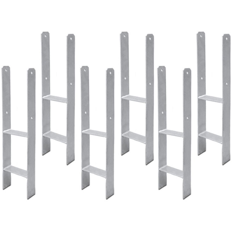 6x Support de poteau H-ancre Poteaux de Clôture 121MM - Einfeben
