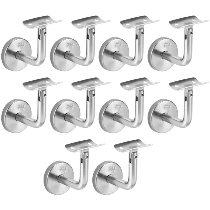 Einfeben - Support Main Courante Inox 304 pour Rampe Escalier Support Mural Rampe Bois Argent 10 Pièces