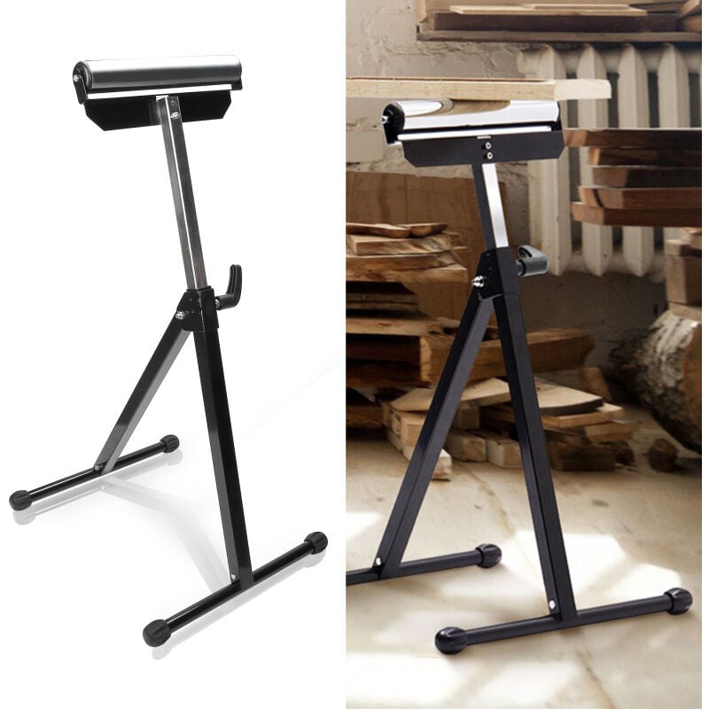 Support à rouleaux 2x Tréteau Servante d'atelier Chevalet (Hauteur Réglable 68-108cm Max 60 Kg Pied En Croix Acier) - Einfeben