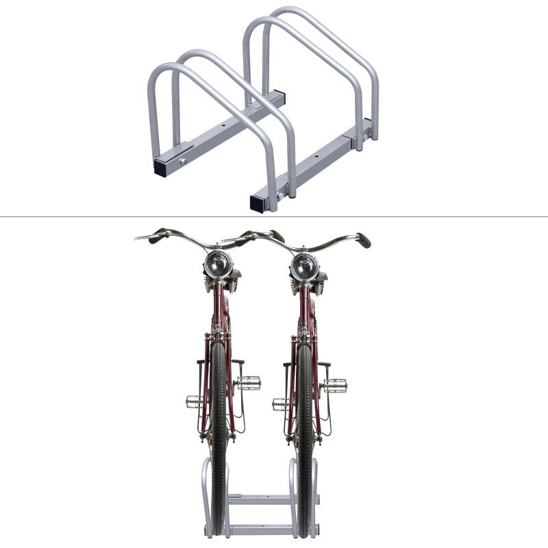 Râtelier Vélo pour 2 Vélos, Range Vélo au Sol ou Mural,en Suspension 41x32x26cm - Einfeben