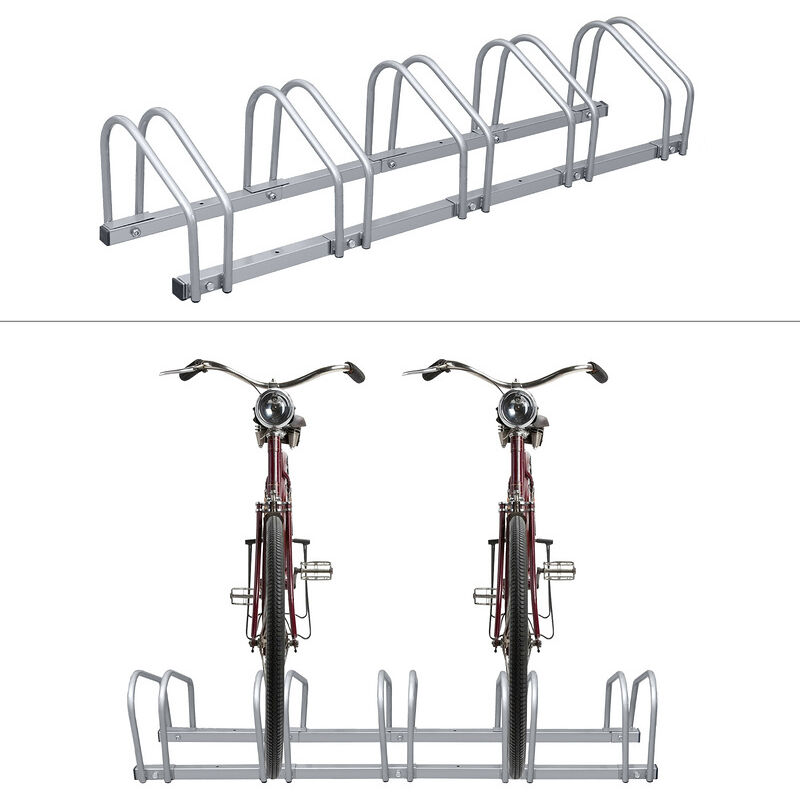 Einfeben - Râtelier Vélo pour 5 Vélos, Range Vélo au Sol ou Mural,en Suspension 130x32x26cm