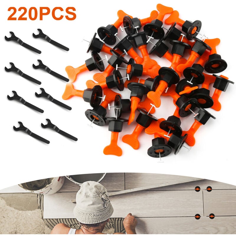 Système de Nivellement de Carrelage 220x Kit de Nivellement de Carrelage, Niveleurs de Carreaux Réutilisables Système de pour Outils Construction