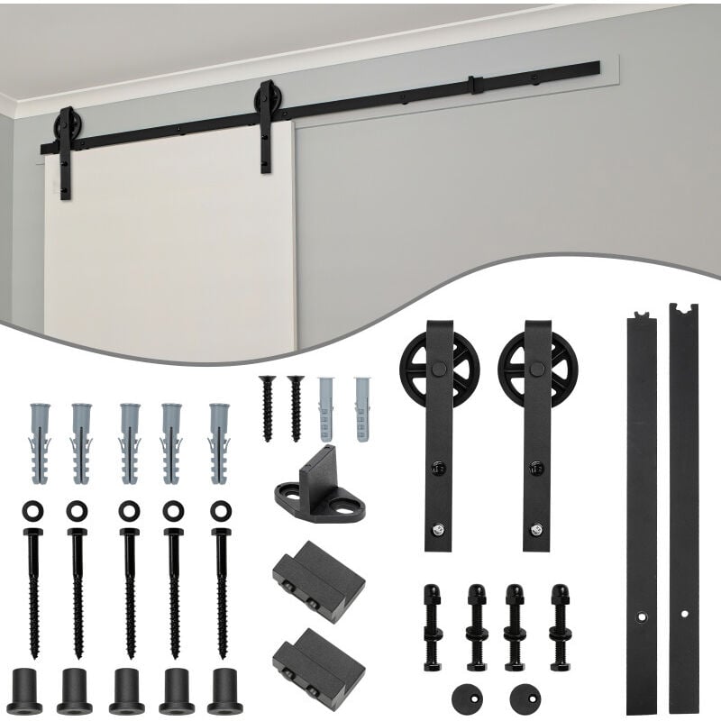 Système de porte coulissante Système de porte coulissante en verre Ferrure Set Accessoires de porte 183cm - Einfeben