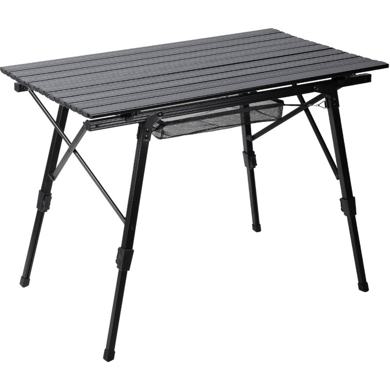 Swanew - Table de camping 91 x 50 cm, Table pliante en aluminium, Nero, pour camping ou réception, Hauteur réglable - Noir