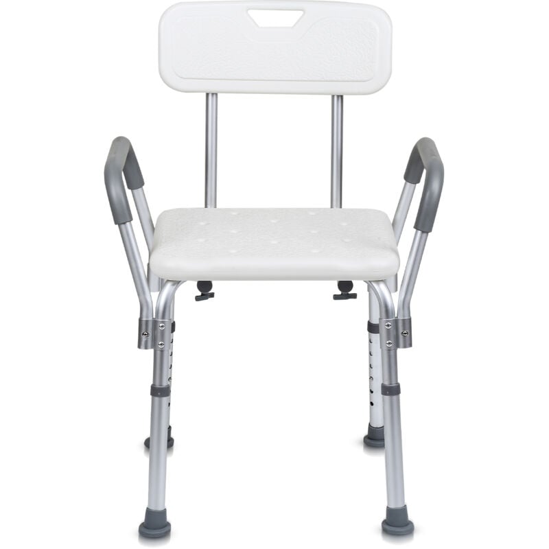 Tabouret de douche chaise de douche tabouret de bain anti-dérapant jusqu'à 136kg avec accoudoir avec dossier aluminium - Einfeben