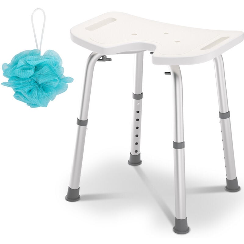 Tabouret de douche réglable en hauteur jusqu'à 136 kg aide à la douche - Plaque de siège antidérapante en forme de u - Einfeben