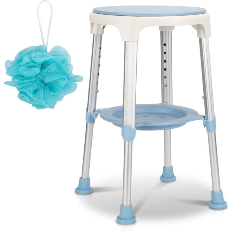 EINFEBEN Tabouret de douche Siège de douche réglable en hauteur jusqu'à 136 kg aide à la douche - Avec étagère rotatif à 360° rond