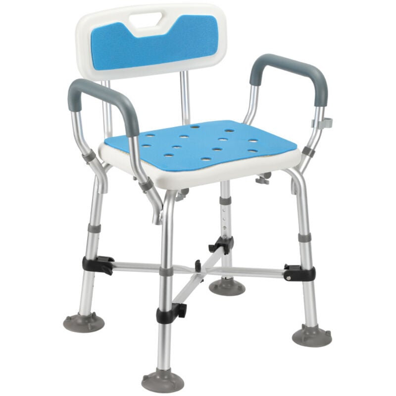 Tabouret de douche Tabouret de bain Hauteur réglable aide à la douche - jusqu'à 136kg Supports croisés avec bras et dossier - Einfeben