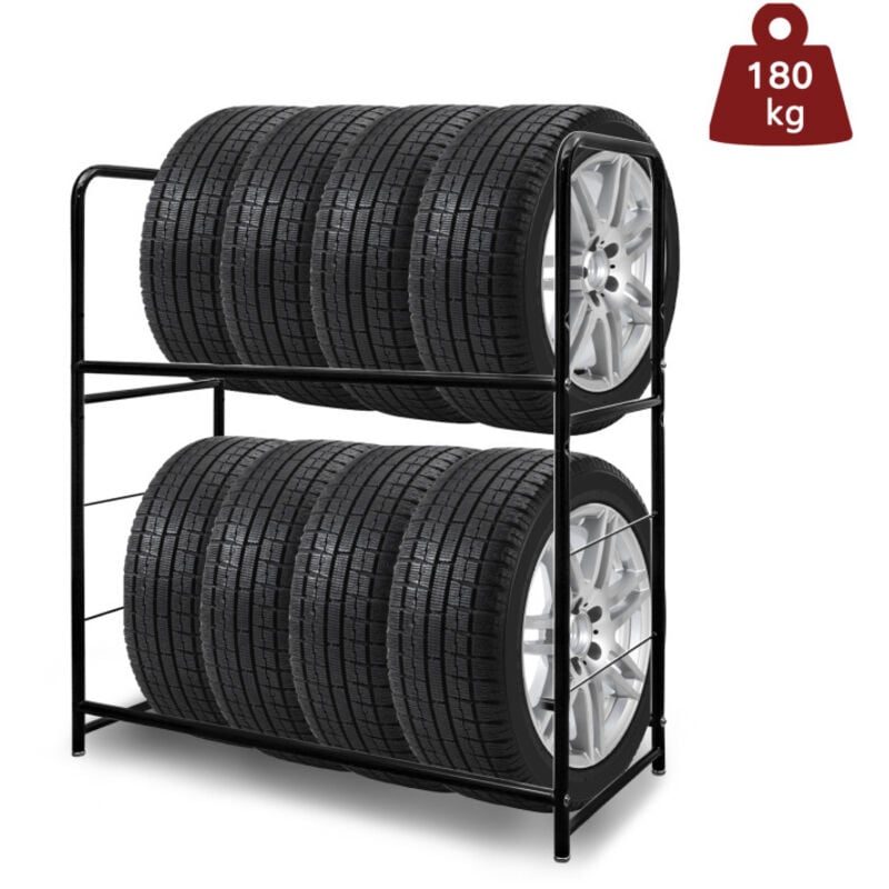 Tagère à pneus 8 pneus Support de Pneu Capacité de Charge 180 kg avec Housse de Protection - Einfeben