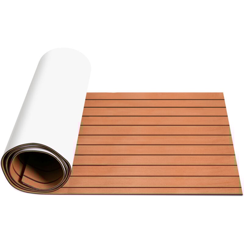 Tapis de Sol Tapis de Pont en Mousse eva Teck Yacht Tapis de Sol Auto-Adhésif Marron 240x60cm - Einfeben