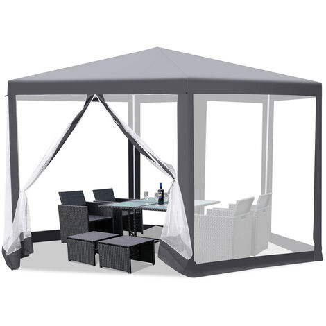 EINFEBEN Tente avec moustiquaire Pavillon avec moustiquaire Tente de réception pique-nique Tente de réception protection solaire 6 angles