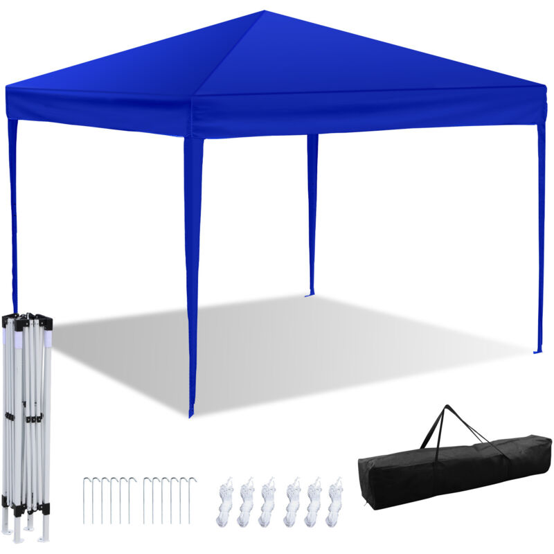 Tente de réception dépliable Tonnelle de jardin Protection contre les uv pour le jardin extérieur, le camping Sans parois latérales 3x3m bleu