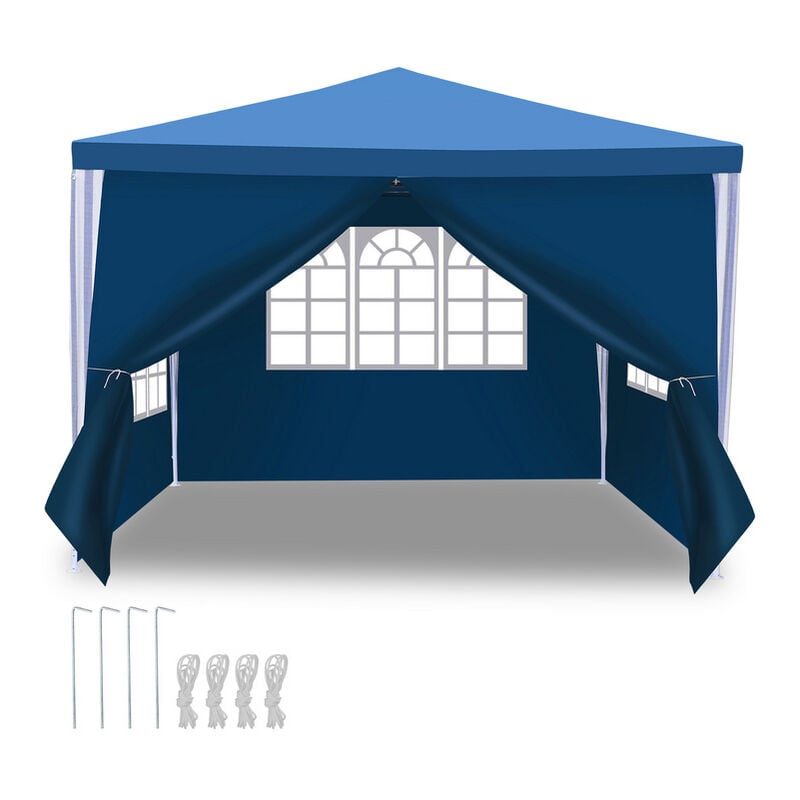 Einfeben - Tente Pavillon Étanche Terrasse – Pavillon de terrasse avec fixation, tente de jardin parfaite pour les fêtes 3x3m Bleu - Bleu