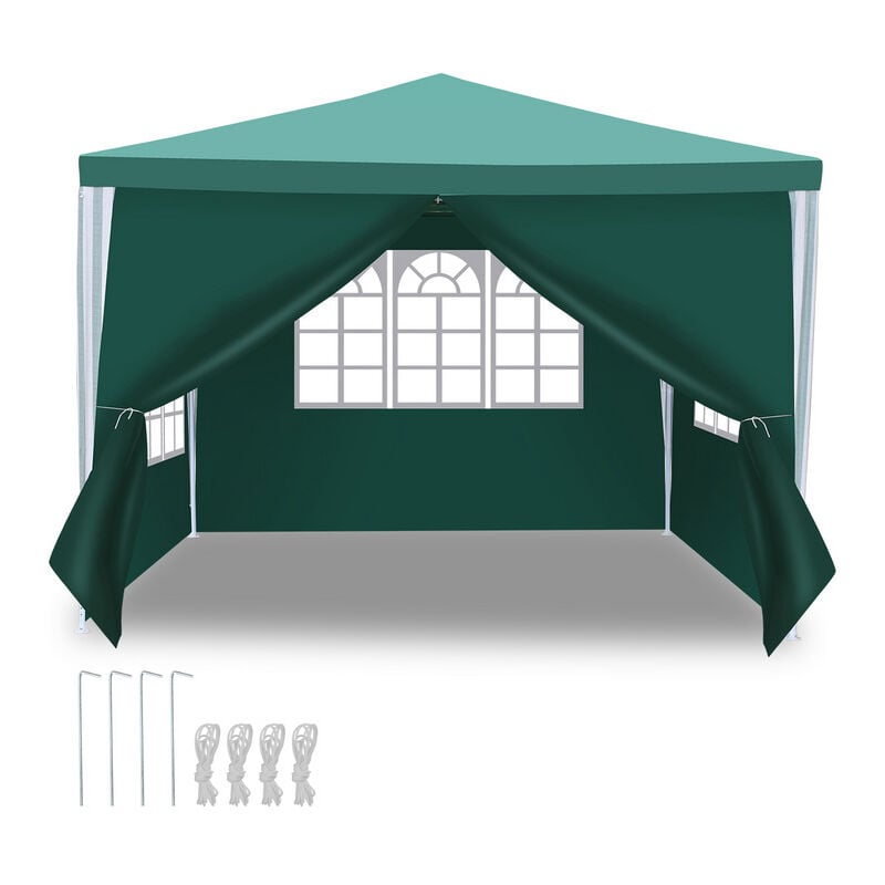 Einfeben - Tente Pavillon Tente de Jardin – Tente pratique pour la plage, montage facile avec Easy-Klett, parfait pour les fêtes 3x3m Vert - Vert