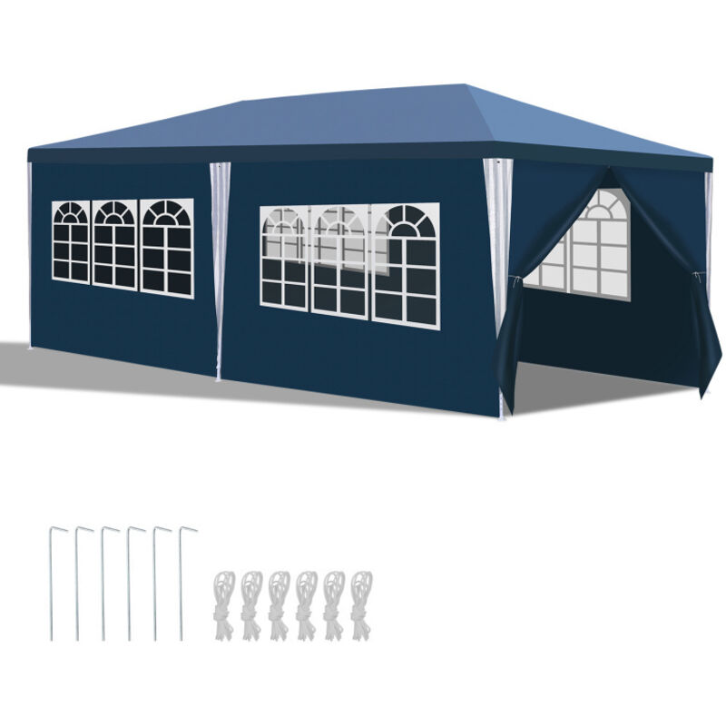 Tente Pavillon Polyéthylène Tubes en Acier – Tente de luxe en polyéthylène et tubes en acier, tente de jardin pratique 3x6m Bleu - Einfeben