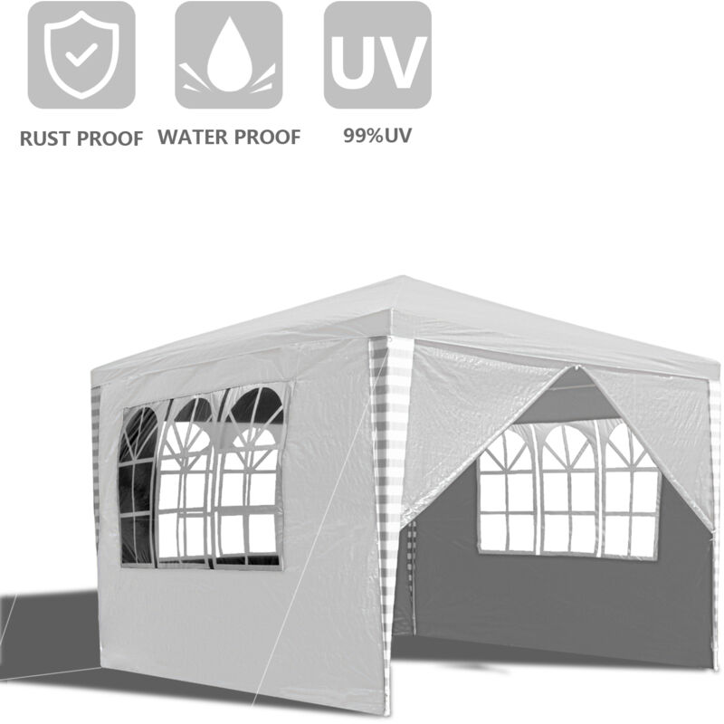 Einfeben - Tente Pavillon Tente de réception avec boulonnage Tente de réception manifestations extérieures Tubes d'acier 3x3m Blanc
