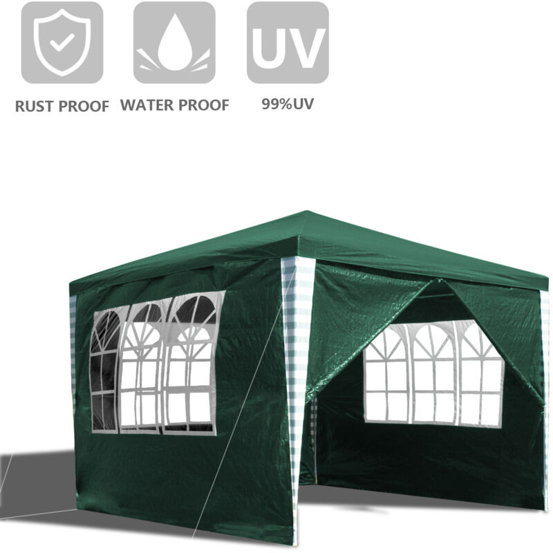 Tente Pavillon Tente de réception avec boulonnage Tente de réception manifestations extérieures Tubes d'acier 3x3m Vert - Einfeben