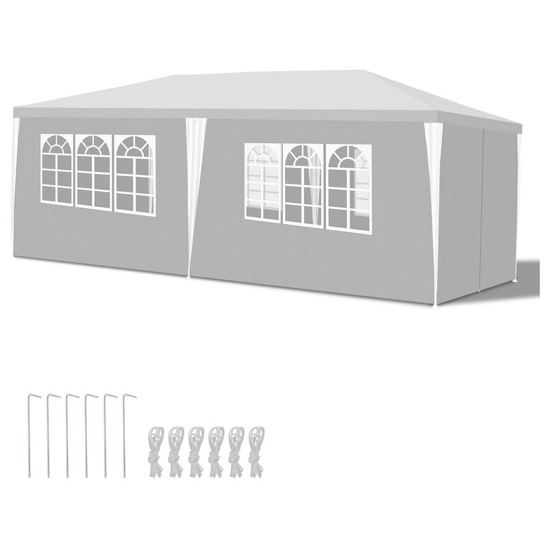 Einfeben - Tente Tonnelle de Grandes réception avec panneaux latéraux amovibles fenêtres Tente Fête Camping chapiteau ou tonnelle Blanc 3x6m - Blanc