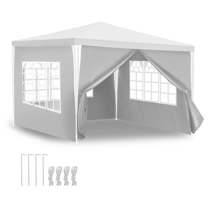 Einfeben - Tonnelle Camping Grandes chapiteau ou tonnelle Tonnelle de réception avec panneaux latéraux amovibles fenêtres Tente Fête Blanc 3x3m