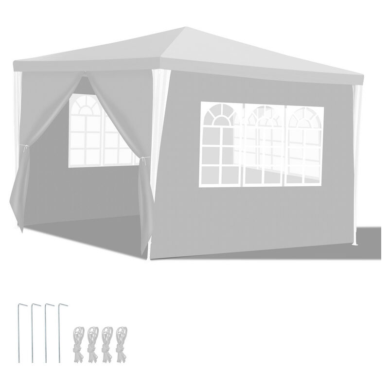 Einfeben - Tente Tonnelle de jardin avec panneaux latéraux amovibles Grandes fenêtres Tente Fête Camping chapiteau ou tonnelle Blanc 3x3m - Blanc