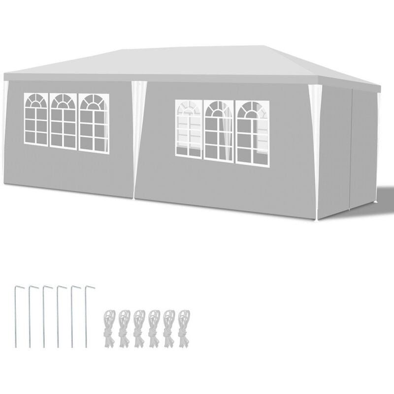Einfeben - swanew Tonnelle Camping Grandes Tente de jardin avec panneaux latéraux amovibles fenêtres Tente Fête chapiteau ou tonnelle Blanc 3x6m