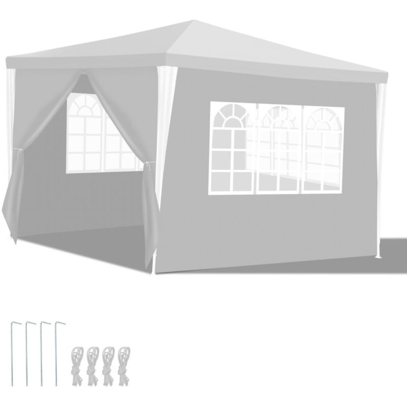 Einfeben - Tente Tonnelle de jardin avec panneaux latéraux amovibles Grandes fenêtres Tente Fête Camping chapiteau ou tonnelle Blanc 3x3m