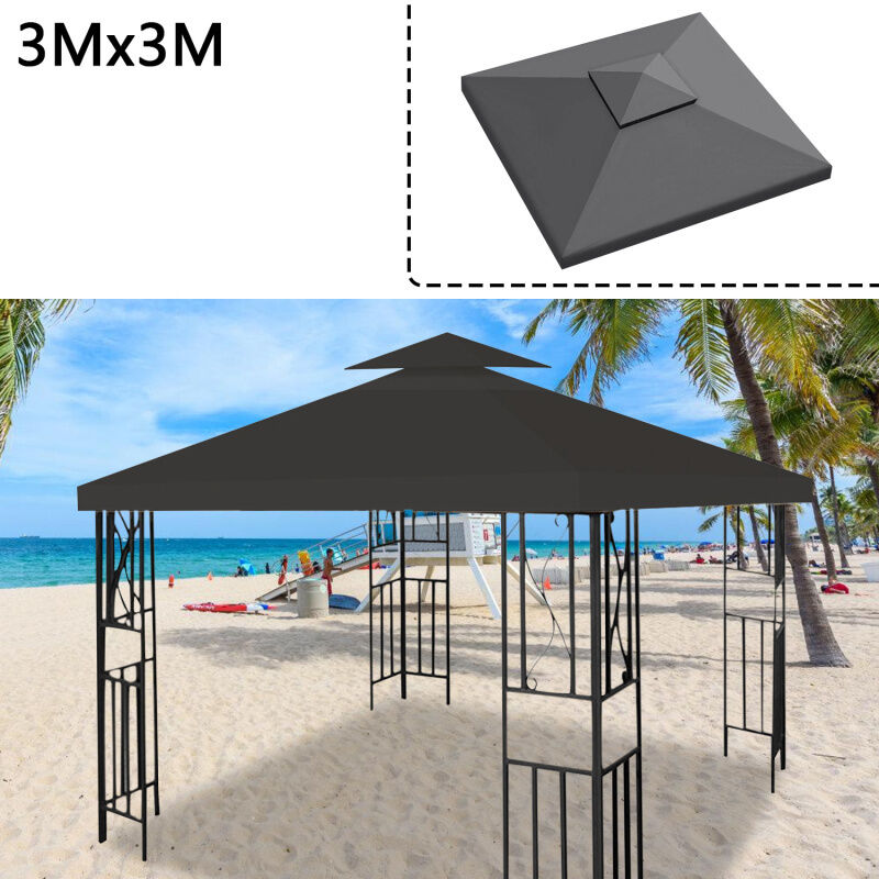 Toit de rechange bâche de toit protection solaire double toit pavillon bâche pavillon 3x3M - Einfeben