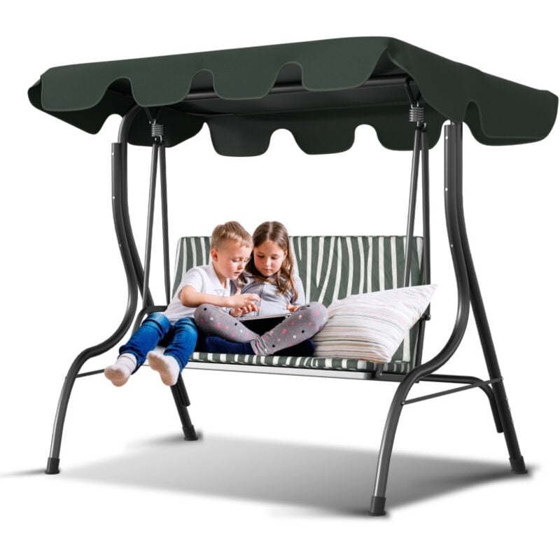 Toit de remplacement Auvent de remplacement pour la balançoire des 3 passagers Résistance aux uv vert 210x145cm - Einfeben
