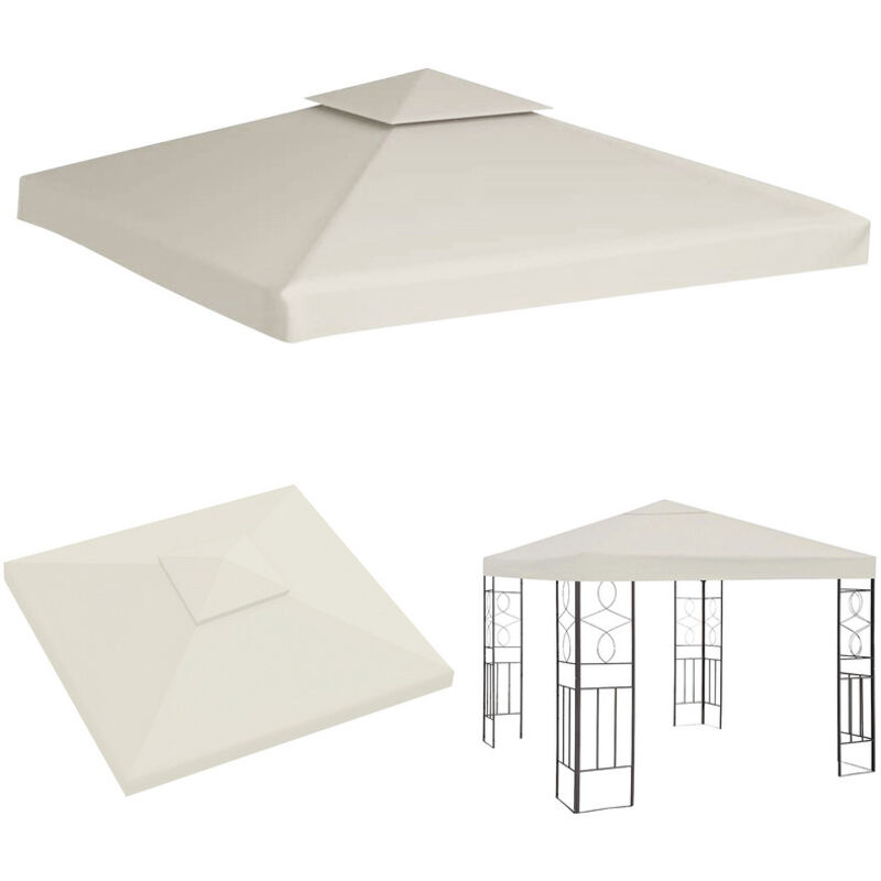 Toit de remplacement pavillon bâche de toit bâche de remplacement pavillon 3x3M Beige - Einfeben