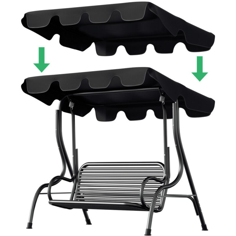 Toit de remplacement Toit solaire de rechange Parasol Etanche au vent Housse Balançoire hollywoodienne 210x145cm Anthracite - Einfeben