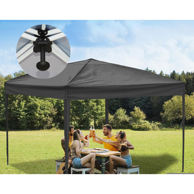Tonnelle de Jardin Tente Pliante Protection du Soleil uv 50+ Tonnelle Pliante pop-up Sans Parois gris 3x3m - Einfeben