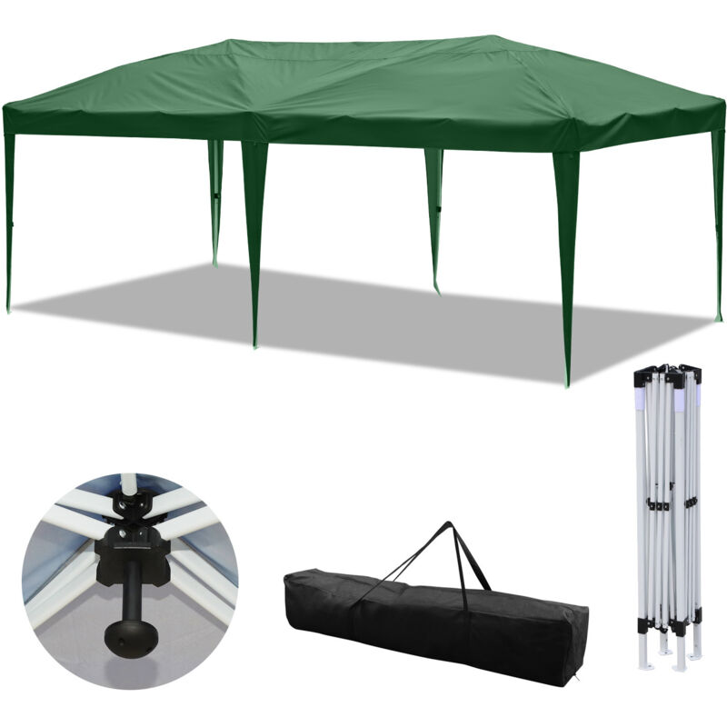 Einfeben - Tonnelle de Jardin Tente Pliante Protection du Soleil uv 50+ Tonnelle Pliante pop-up Sans Parois vert 3x6m