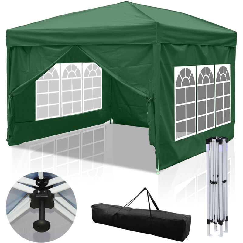 Einfeben - Tonnelle de Jardin Tente Pliante Protection du Soleil uv 50+ Tonnelle Pliante pop-up avec Parois vert 3x3m