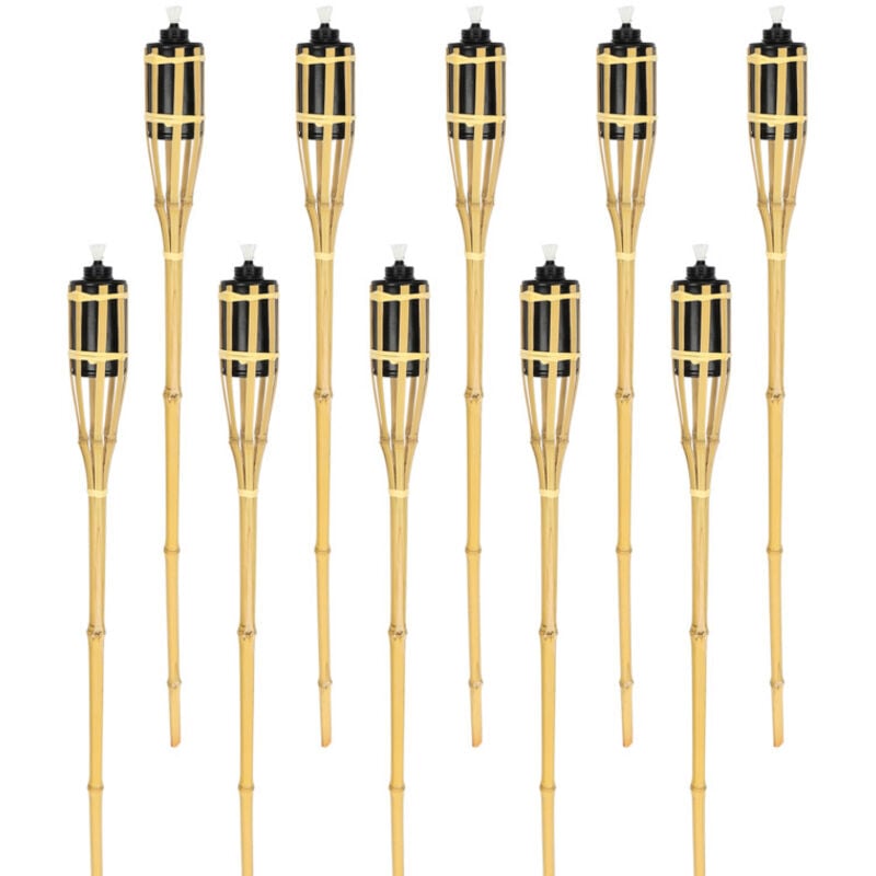 Torche de jardin 10x torches éclairage de jardin ensemble de torches éclairage bambou - Einfeben