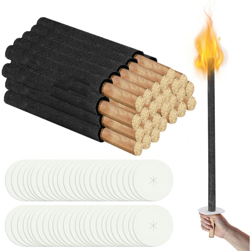 Einfeben - swanew Torches en Cire Torches de Jardin Torches en Cire Naturelle avec Poignée Extra Longue, pour Pâques,Lot de 50