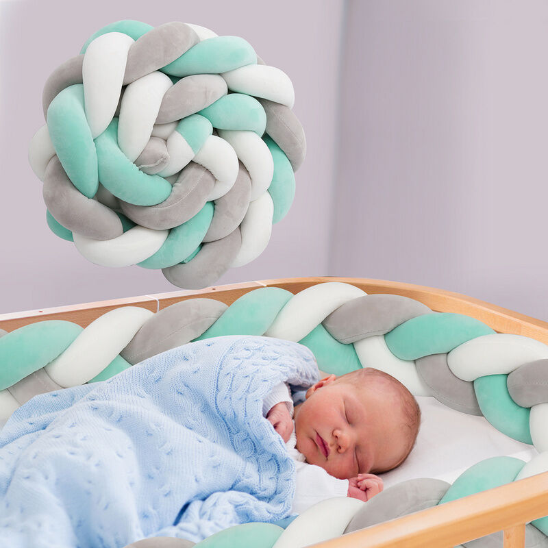 swanew - 3m tour de lit bébé oreiller aide au sommeil enfant bébé oreiller stéréotypé gris blanc vert